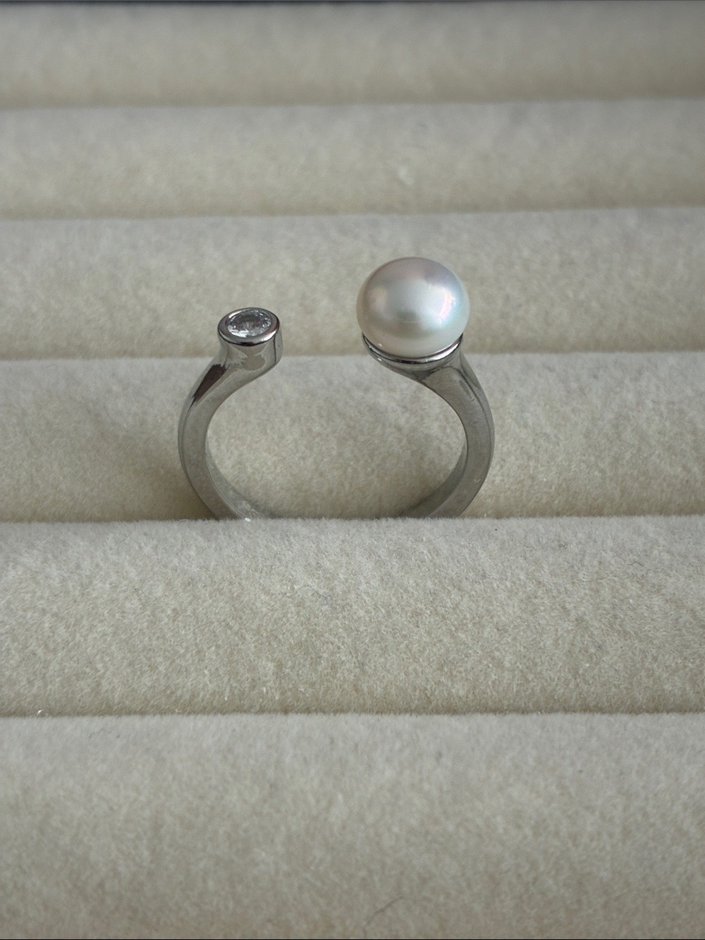 Freshwater Pearl Open Ring | CZ Adjustable Ring | Minimalist Pearl Jewelry